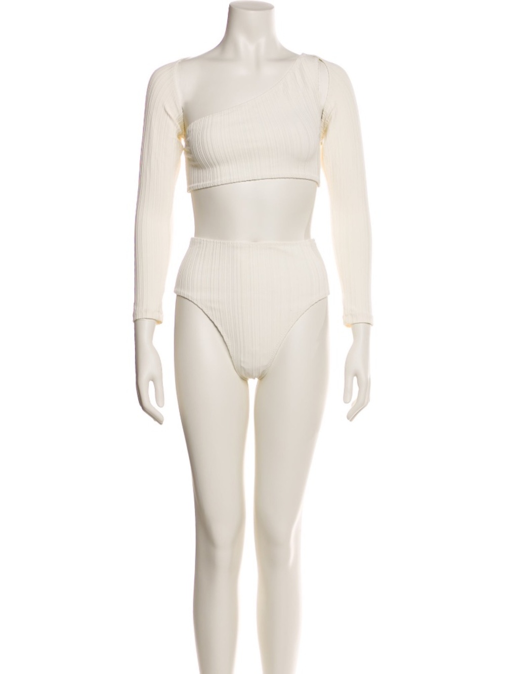 MATTHEW BRUCH - Cream High-Waisted, One-Shoulder 3-Piece Swim Set (NWT)